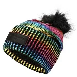 NWT Kurt Geiger London
Foil Overly Beanie METALLIC RIB BEANIE Rainbow Metallic Beanie by KURT GEIGER  main image 4